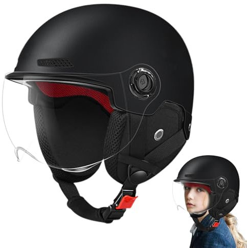 Motorcycle Helmet, Open Face Motorcycle Helmet, Helmet Motorbike Adult, 3/4 Motorcycle Helmets With Clear Visor, Motorcycle Half Helmet, Moped Scooter Helmets Four Season Helmets For Women, Men