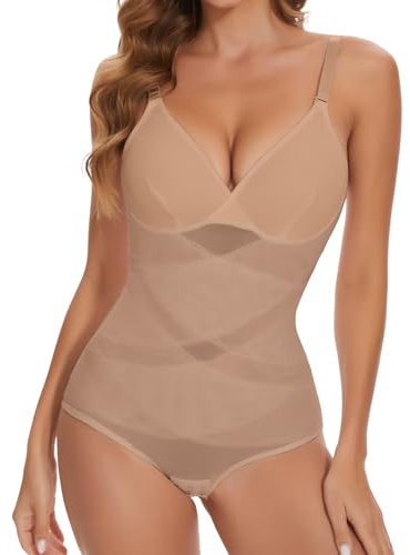 Joyshaper Shapewear For Women Tummy Control Bodysuit Shaping Body Shaper | V Neck Waist Trainer with Adjustable Straps
