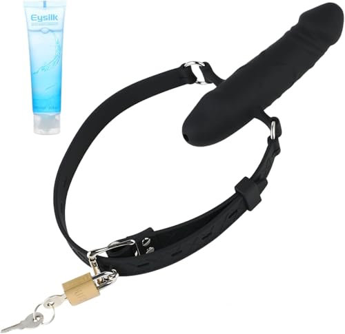 Eysilk Bavaglio Regolabile a Forma di Dildo Realistico - Dildo in Silicone per Bocca, Anale e Giochi SM - Set Passione per Coppie con Lubrificante Incluso