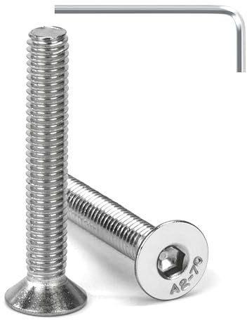 Tunejoy Tornillo Avellanado M6 x 40 mm Tornillos de Cabeza Avellanada Hexagonal de Acero Inoxidable A2 V2A Norma DIN 7991 con llave Allen Rosca Completa 20 Piezas