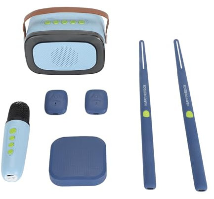 Electric Air Drum Set 3D Motion Sensing Virtual Drumsticks Speaker Microphone for Beginners Kids Adults (Blue)