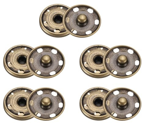 QUARKZMAN 5 set sömbara tryckknappsset, 25 mm sytillbehör metallknappar, pysselknappar, ersättningsknappar, syknappar för jacka, kläder, jeans, väskor, plånbok, handväska, knappar, brons