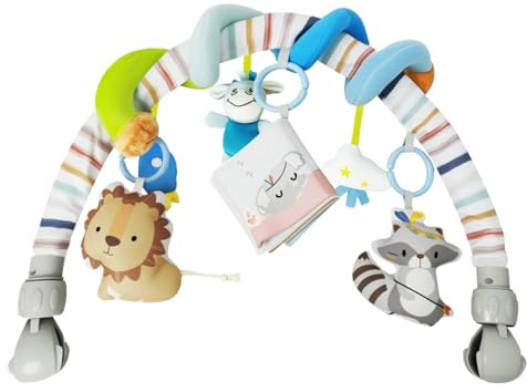 KalaDuck Arco de Juegos Carro Bebé, Arco Actividades Bebe con Espiral Actividades y Sonajero, Juguete Arco Sensorial Suave para Cuna, Cochecito y Silla de Coche para Niños Niñas 0-12 Meses