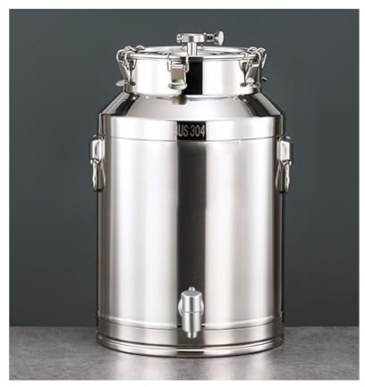 JSDQQG Bidón De Acero Inoxidable para Transporte para Leche Aceite Vino Sopas,Tambor De Acero Inoxidable Sellado con Grifo,Caldera De Fermentación para Cerveza,35 * 64CM/58L