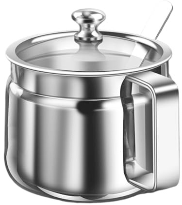 Contenitore per ghi - Barattolo per la conservazione in acciaio inossidabile da 500 ml con coperchio e cucchiaio, vaso per condimenti ermetico | Organizzatore da cucina per cucina, zucchero, sale, tè,