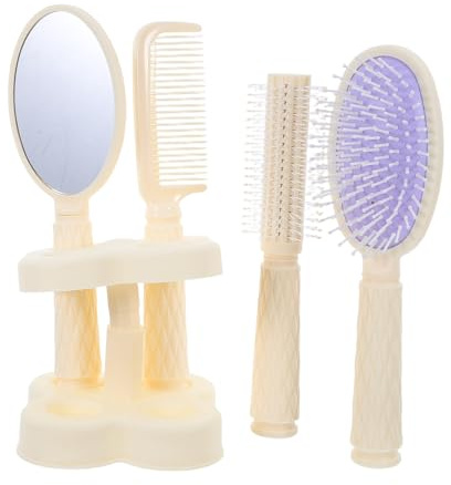SHERCHPRY 4 St Delars Multifunktionellt Hårvårdsset med Massagekudde Kam för Lockar och Styling Paddelborste Handspegel för Bekväm Hårstyling Resa
