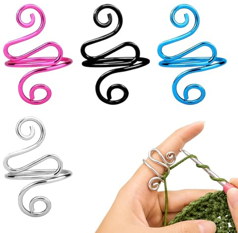 QIHAWN 4Pcs Adjustable Crochet Tension Rings Metal Yarn Guide for Knitting