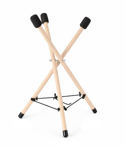 EVERGOODS Handpan Drum Stand Adjustable Tripod Holder with Bag | Adjustable beech wood & steel stand for 12-22 inch handpan drums, includes carry bag for percussion instruments.