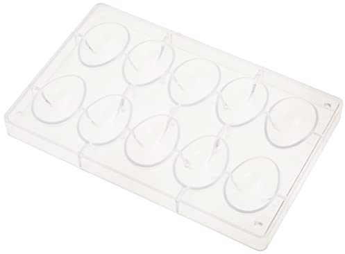 DECORA 0050050 Molde para Huevos de Chocolate en Policarbonato 10 Cavidades 60 x 42 mm, Ideal para Preparar Chocolates Brillantes y Crujientes, Diseño Profesional