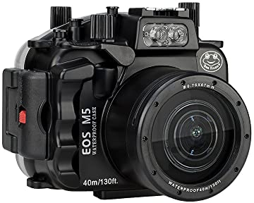 For Canon EOS M5 Can Be Used With 22mm Lens 130ft/40m Sea frogs Underwater Camera Housing Waterproof Case (Housing + Red Filter)