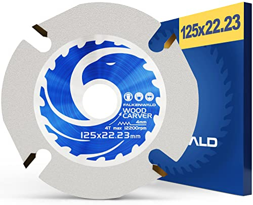 FALKENWALD ® Disque meuleuse bois 125 x 22.2 mm avec 4 dents pour bois – Flex Disque bois meuleuse 125 à tronçonner en bois pour meuleuse d'angle Disque a tronconner le bois