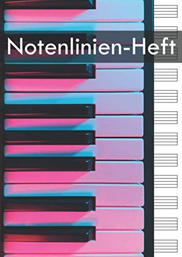 Notenlinien-Heft: Notenheft din a4 | 100 blanko Notenblätter | Musikheft