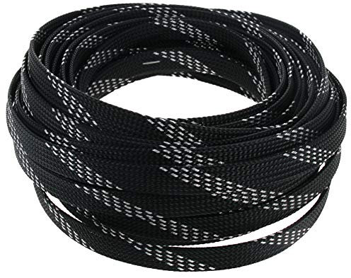 Heyiarbeit 10m/32.8ft PET Expandable Braid Cable Sleeving Flexible Wire Mesh Sleeve Black Silver 10mm