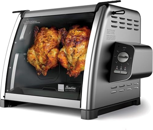 Ronco 5500-serien rostfritt stål bänkskiva roterande ugn – 3 matlagningsfunktioner: rotisserie, sear, ingen värmerotation – 15 kg kapacitet