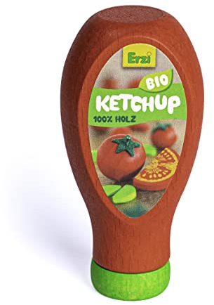 Erzi 19130 Ketchup aus Holz, Kaufladenartikel für Kinder, Rollenspiele