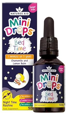 Natures Aid Mini Drops Bed Time 50ml – Supports Restful Sleep and Calm – Natural Supplement for Kids 3 Months to 5 Years at Bedtime – Vegan, Gluten-Free, Non-GMO – Easy Dropper – No Added Sugar