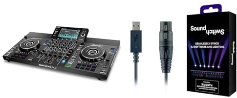 Denon DJ SC LIVE 4 - Controlador DJ autónomo, mezclador 4 canales, streaming de Amazon Music & SoundSwitch DMX Micro Interface - interfaz de USB a DMX ultra compacta