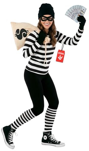 Morph Disfraz de Ladrona de Bancos para Mujer, Traje de Halloween de Cops and Robbers, Disfraces de Criminal para Adultos, L