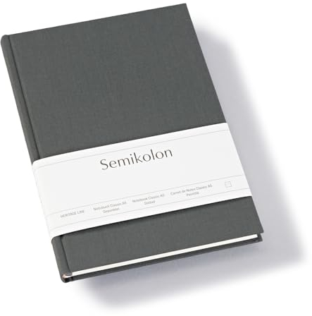 Semikolon 370052 - Notizbuch Classic A5 dotted - 176 Seiten, cremeweißes Papier - Lesezeichen - lava stone grau