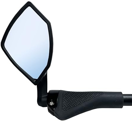 Hafny 2025 Bar End Bike Mirror, HD Glass Lens, Ajustable & Rotatable Safe Rearview Bicycle Mirror, Blast-Resistant, HF-6003-FR054 (Blue Glass Left Side)