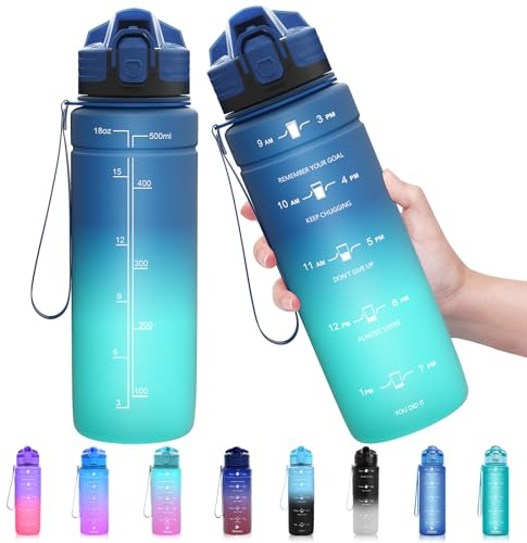 Zounich Vattenflaska för barn, läckagesäker 1 l/700 ml/500 ml-BPA, fria dricksflaskor, sport, tritan, plastvattenflaska för cykel, skola, lämplig för kolsyra, diskmaskinssäker sportflaska