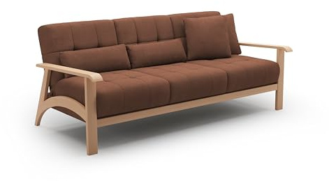 CAVADORE Billan - Sofá Cama de 3 plazas, diseño escandinavo con Cama y Estructura de Madera Maciza de Haya, 199 x 88 x 106 cm, Tejido Texturizado Multicolor, Color Rojo y marrón
