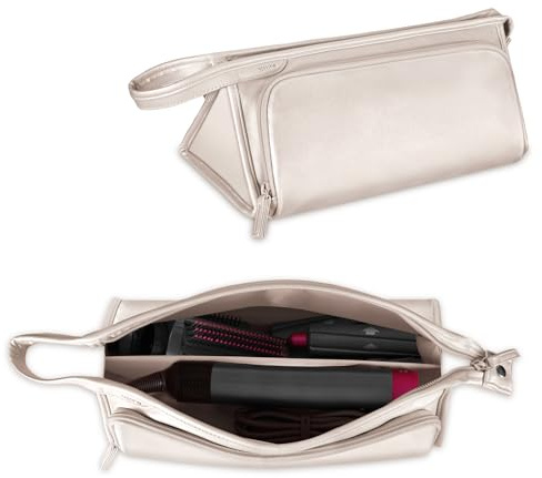 SITHON Borsa da viaggio portatile per Dyson Airwrap/Supersonic, Borsa Organizer in Pelle PU Resistente all'Acqua per Shark FLEXSTYLE Spazzola Styler e Asciugacapelli (Solo Borsa) (Champagne)
