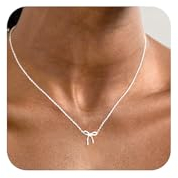 Irikdescia Damen Silber Halskette Mit Schleife, Elegante Silber Kette Für Damen, Zarter Schmuck Mit Charm Anhänger, Modisches Accessoire Für Frauen Und Mädchen