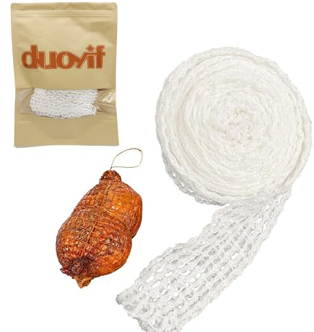 duoyif Rete per Arrosto di Carne, Rete Alimentare per Arrosti, Rete per Arrosti, Rete di Cotone Elastico Calibro 18, Rete per Prosciutto, Rete per Friggere Asciugare Cucinare La Carne (5 Metri)