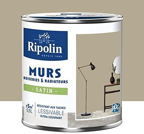 RIPOLIN Peinture Murs, Boiseries, Radiateurs Satin Beige cachemire 0,5 L