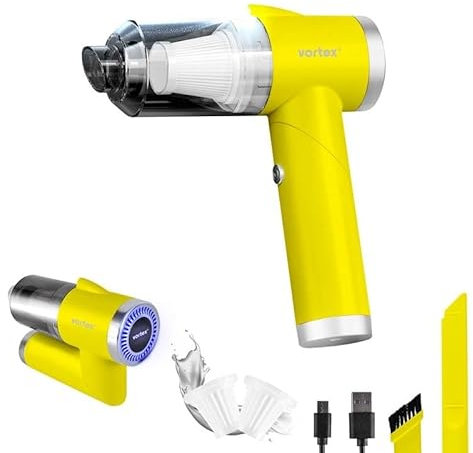 KITCHENCOOK Aspirateur à Main sans Fil Pliable LED Crc90 Jaune Vortex