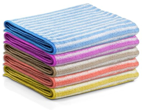 Das blaue Wunder EXTRA Premium Geschirrtücher 40cm x 70cm | EXTRA weich und EXTRA saugfähig | Küchentücher mit Qualität | Streifen- und fusselfrei (bunt, 5er Set)