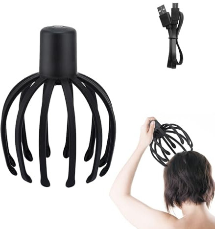 Kopfmassagegerät Elektrisch, 2025 Neuestes Kopfmassagegerät Mit 12 Finger, Kopfmassage Spinne Kopfkrauler Kopf Massage Gerät Wiederaufladbares & Tragbar Head Massager Für Entspannung (A)