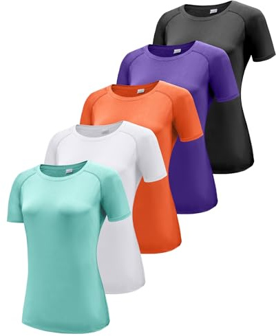 Boyzn Women's 3 Pack Short/Long Sleeve Workout Running Shirts, UPF 50+ Sun Protection Shirts, Athletic Exercise Gym T-Shirts