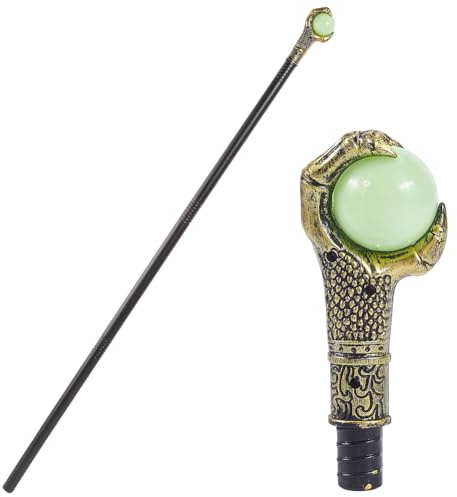 GORGECRAFT Canne Antique Vintage en Forme de Griffe d'aigle Dorée Bâton de Préhension de Boule Baguette Royale Fête d'halloween Cosplay Sceptre en Plastique Baguette Magique Punk Événements à Thème