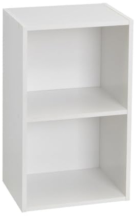 Estantería Cubo con 2 baldas de madera laminada blanca de 54x30x24 cm