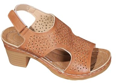 Cocila Sandalias Plataforma Mujer Verano Comodas Informales Con Hueca Y Talón Abierto Para Mujer, De (Brown, 38) Zapatos Comodos Detalle Tacon Fiesta Sandalia Dorada Bailarinas Doradas 42