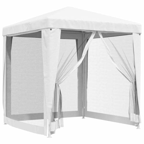 Nqyjm Gazebo da giardino all'aperto tenda di ricevimento con 4 pareti laterali in rete 2 x 2 m, bianco, padiglione per campeggio, matrimonio, festa, mercato, spiaggia