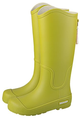 Generisch Stivali di gomma da donna con gambale alto antiscivolo, verde, 38 EU