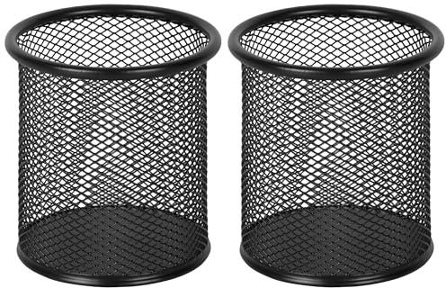 EasyPAG Pencil Holder for Desk, 2 Pack Metal Pen Organizer, Mesh Pencil Cup Organizer for Home, Office, Classroom, School, Black