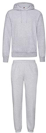 2er-Set Fruit of the Loom Hausanzug Sportanzug Jogginghose & Kapuzensweatshirt (M, Grau)