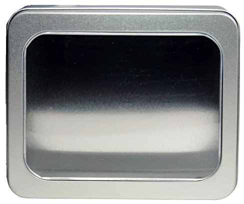 mikken – Barattolo con Finestra, biscottiera Contenitore in Metallo, Colore Argento, 14.2 x 11.7 x 5.7 cm