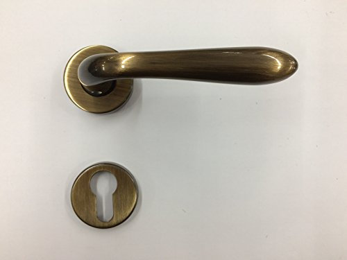 MANIGLIA PER PORTA SIDNEY 1126 IN MARITECH BRONZATO GRAFFIATO, FORO CILINDRO YALE, COMPLETA PER UNA PORTA DENTRO+FUORI, ROSETTA mm45 CON MOLLA DI RITORNO VITI DI FISSAGGIO COMPRESE