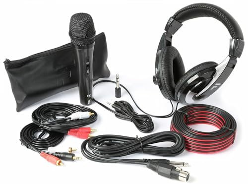 Fenton SH400 Kit Accessoires DJ Complet, Microphone, Casque, Convertisseur de 3,5mm à 6,3mm Jack, Cordon d'Enceinte, Haute Qualité, Matériel Professionnel, Facile à Transporté, Livré avec Cable