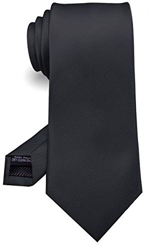 RBOCOTT Silk Black Tie Business Wedding Formal Necktie for Men (Black)