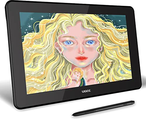 UGEE U1600 15.4'' Tableta de Dibujo con Pantalla, 127% sRGB Anti-Glare Graphics Monitor, 8192 Levels Stylus sin batería con Borrador Digital, Soporte de Pantalla de lápiz para teléfono Android