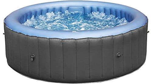 Happy Garden Spa Gonflable Rond Bergen 6 à 8 Places Gris avec Couverture Isolante et Filtration à Cartouche. Spa Gonflable intérieur et extérieur chauffé.