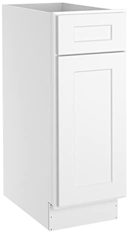 LOVMOR Kitchen Base Cabinets, Sideboard Storage Cabinet, Entryway Cabinet with 1-Drawer & Adjustable Shelf, 12 W X 24 D X 34-1/2H