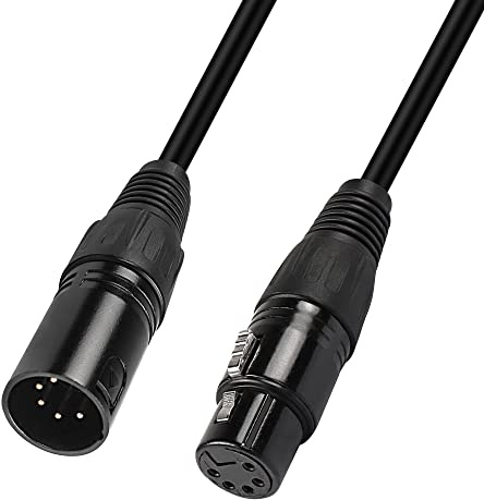 MEIRIYFA 5-stifts XLR DMX adapterkabel, XLR 5-stifts hane till hona patch kabel balanserad mikrofonkabel - svart, 1M