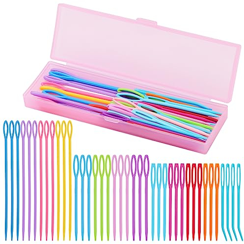 40 Stück Kunststoff-Nähnadeln mit Großem Öhr, Garn-Nähnadel, Kunststoff-Nähnadeln mit Gebogenen Gobelin-Nadeln, Aufbewahrungsbox, Kunststoffnadeln für DIY-Nähen Handgefertigtes Kunsthandwerk